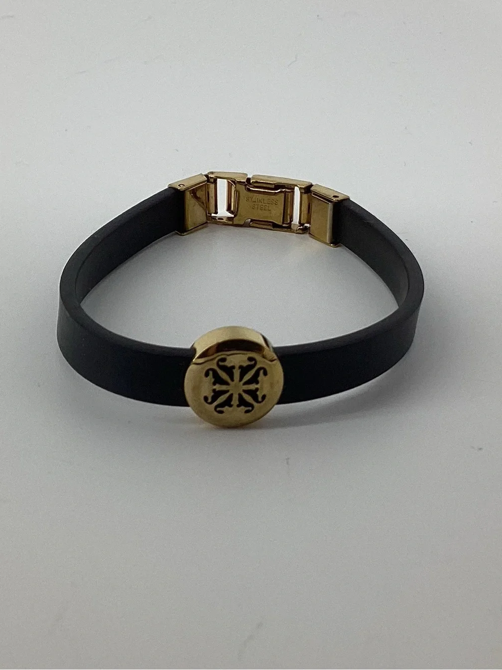 Rustic Cuff Mixed Metal and Black Bracelet Set with Gold and Orange Accents